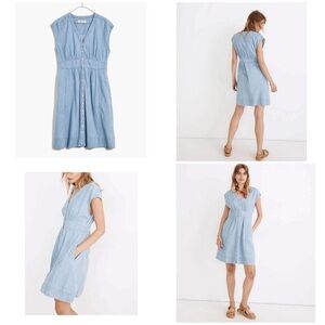 Madewell
Denim Cap-Sleeve Button-Front Dress in Sunwashed Indigo